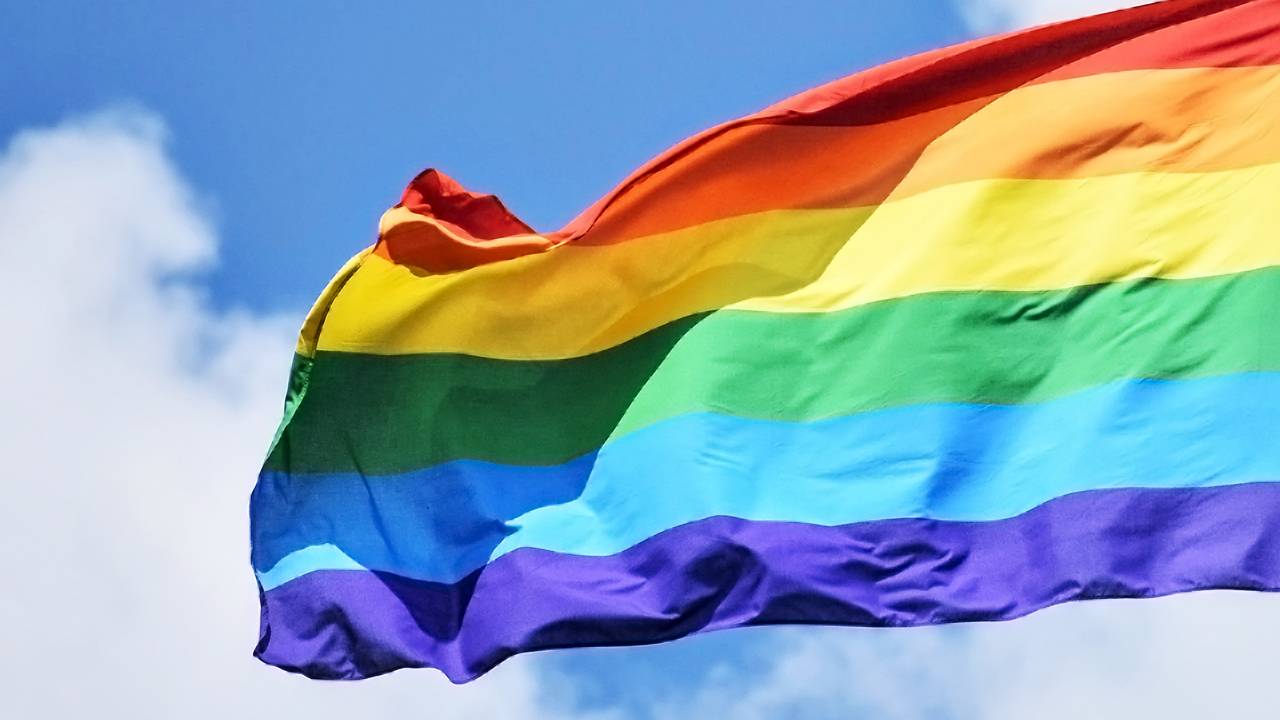 Image of a huge rainbow flag