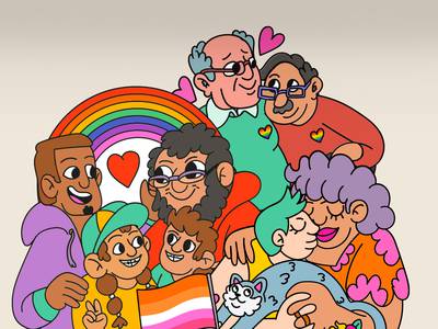 Image of rainbow families illustrated