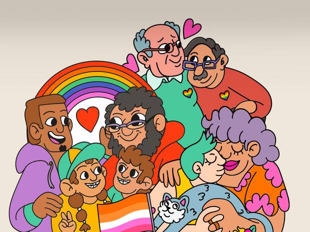 Image of rainbow families illustrated