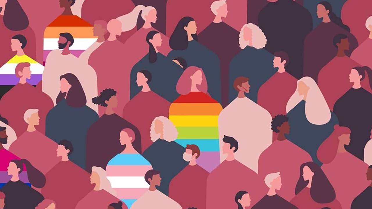 Illustration of a group of diverse people